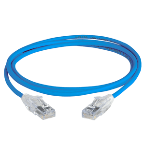 300772-5FT-CABLExpress-MINI-CAT6-RJ45RJ45-568B-SLIM-CLEAR-BOOT-Blue-CABLE