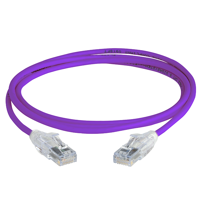 300772-5FT-CABLExpress-MINI-CAT6-RJ45RJ45-568B-SLIM-CLEAR-BOOT-Purple-CABLE